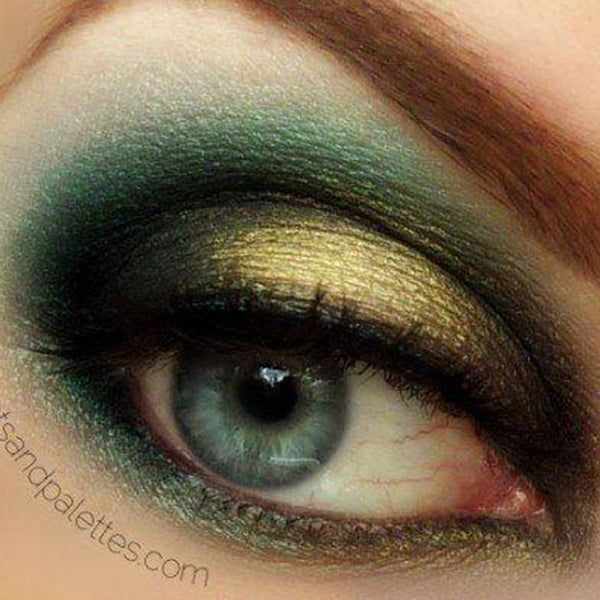 Dark Green & Gold Smokey Eye using Makeup Geek Eyeshadow
